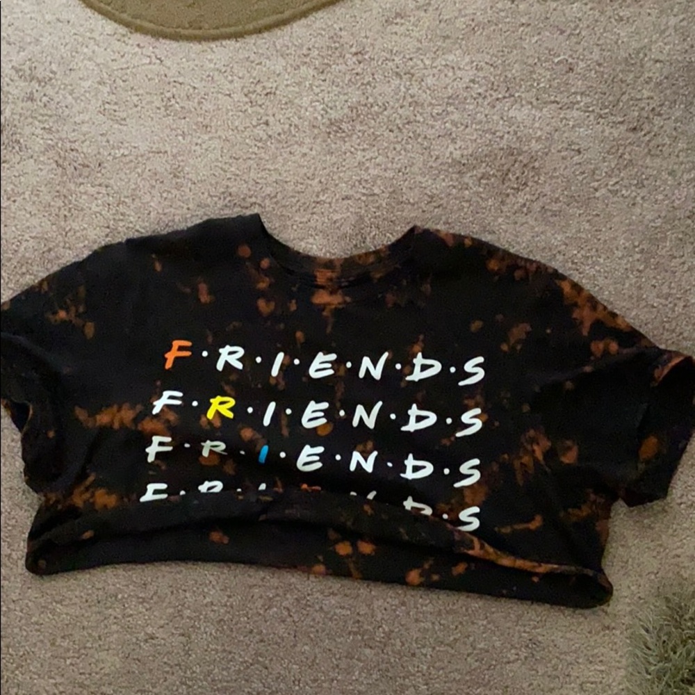 Hand bleached friends cropped shirt